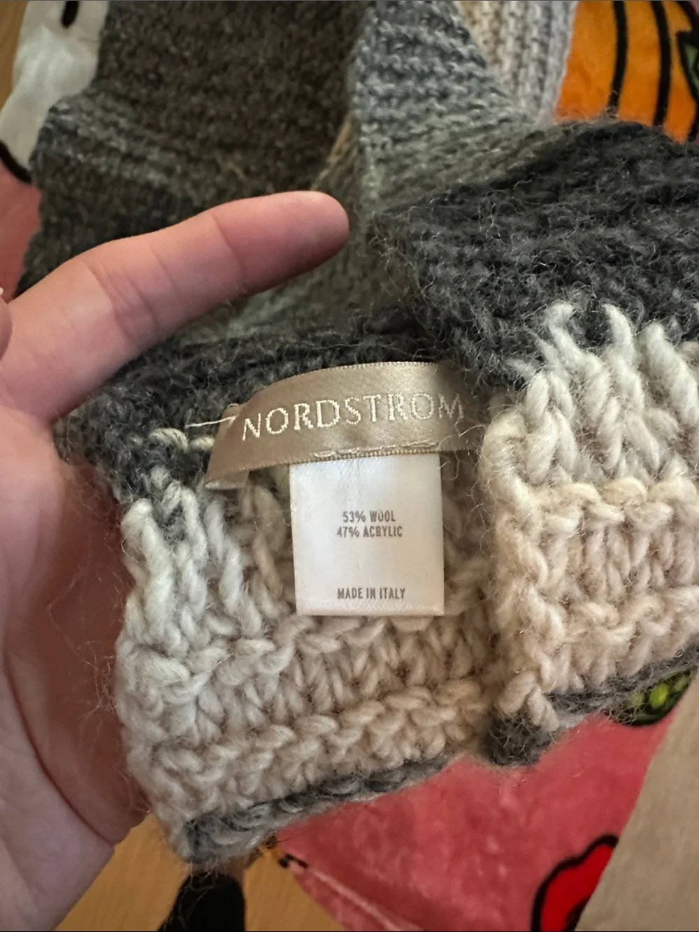 Nordstrom Striped Knit Scarf - Black, Gray & Cream